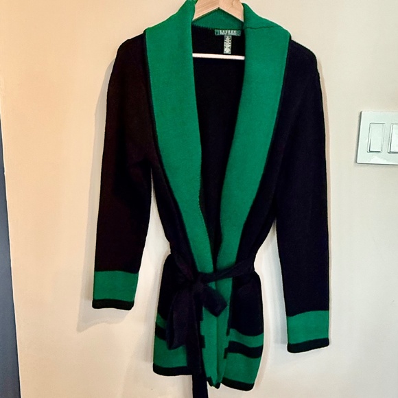 Ralph Lauren Green Label Shawl Collar Tie Waist Cardigan NWOT - Picture 1 of 4